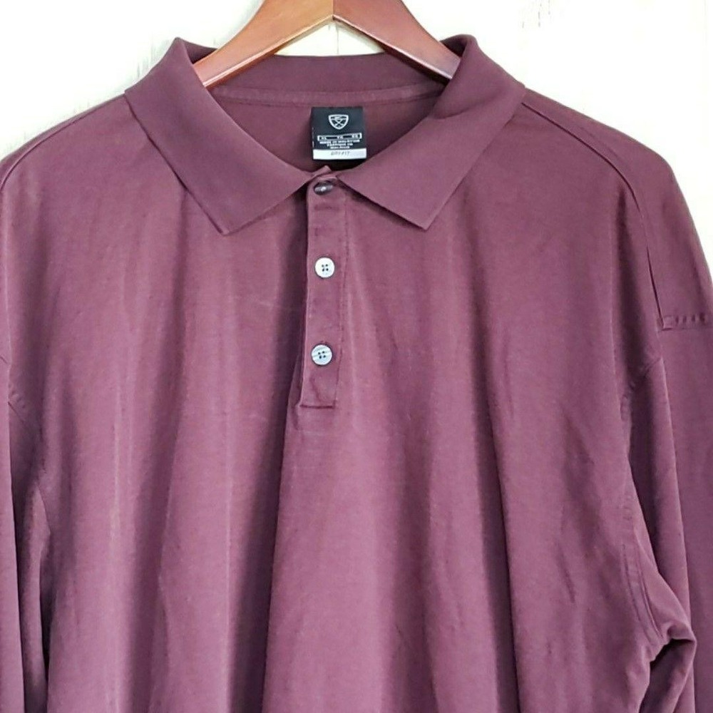 Nike Dri-FIT Polo Shirt Mens XL Purple Solid Long Sleeve Golf Performance Top